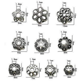 DIY手链串珠隔珠隔片花帽复古银色多尺寸花托吊坠耳饰品环配件