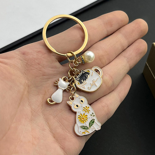 小黑猫公仔礼物钥匙扣圈