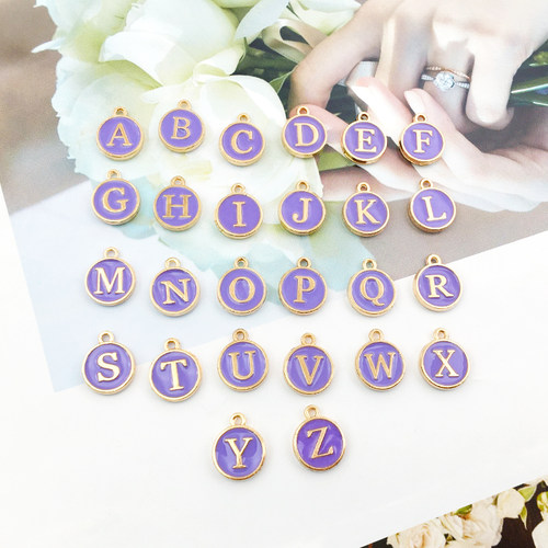 合金滴油紫色手链吊坠饰品配件