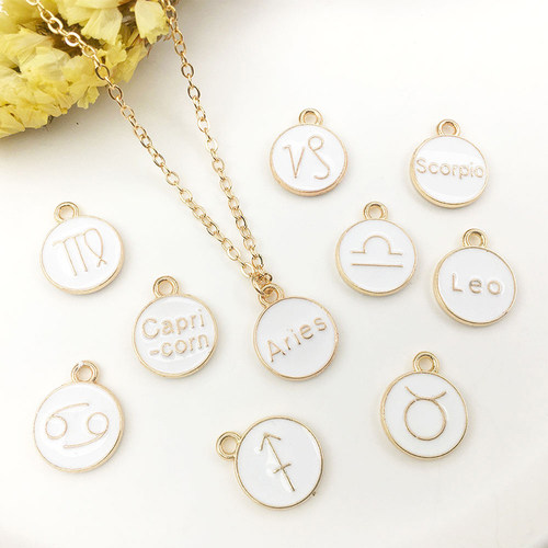 白色滴油耳坠十二星座饰品配件