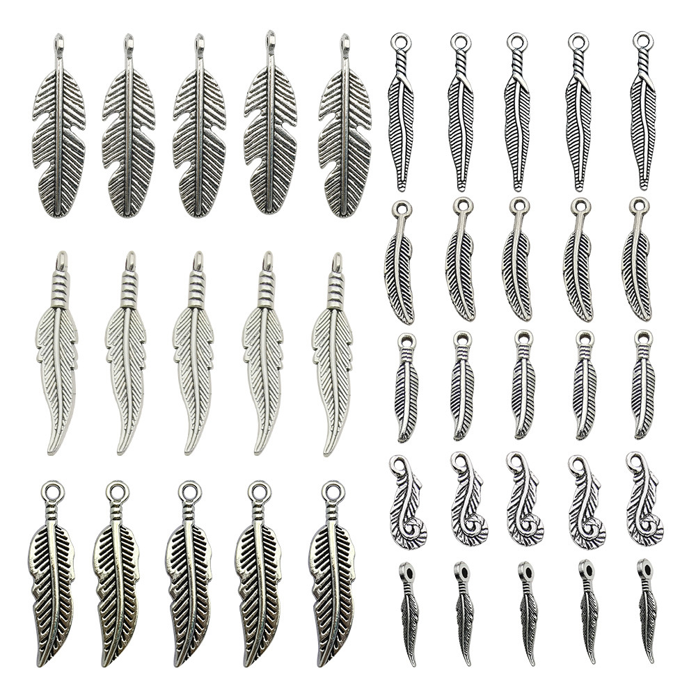 创意复古合金树叶羽毛项链耳环钥匙扣吊坠挂件DIY饰品配件材料