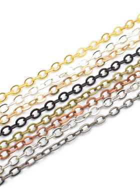 耳环diy手工项链配件耳坠饰品材料 延长链尾链 2mm金属链条O链5米