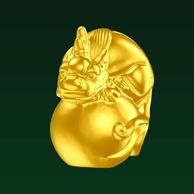 貔貅戏珠雕刻Rhino3D格式三维stl文件模型犀牛立体打印素材图纸