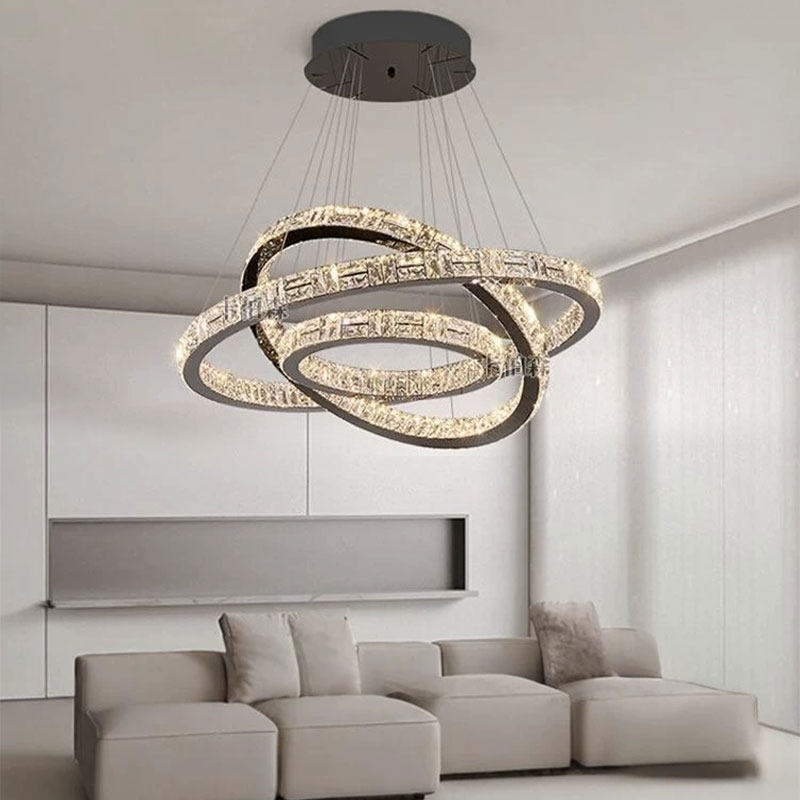 北欧后现代轻奢客厅K9水晶吊灯全光谱护眼网红设计高档别墅大厅灯