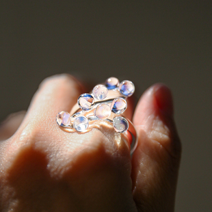 七隐 原创手工玻璃戒指 进口料露珠戒指彩色星光闪闪戒指戒圈