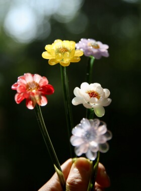 七隐原创双层雏菊花插花摆件