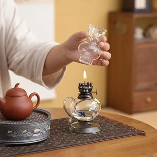油酥灯烛光香薰装 家用灯盏玻璃新中式 饰高硼硅茶室禅意摆件礼品
