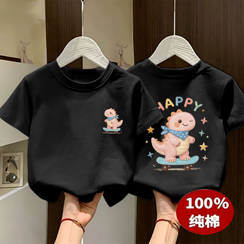 夏季儿童纯棉恐龙印花短袖T恤