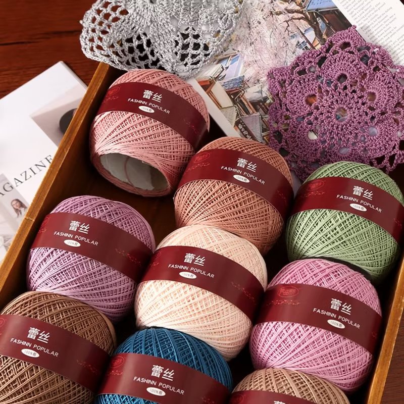 高捻度6号强捻蕾丝线纯棉毛线团