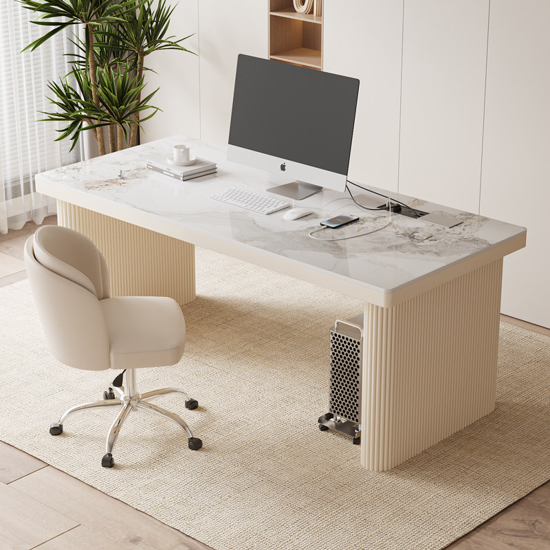 北欧电脑桌台式家用加厚岩板书桌学生写字桌卧室客厅小户型桌轻奢