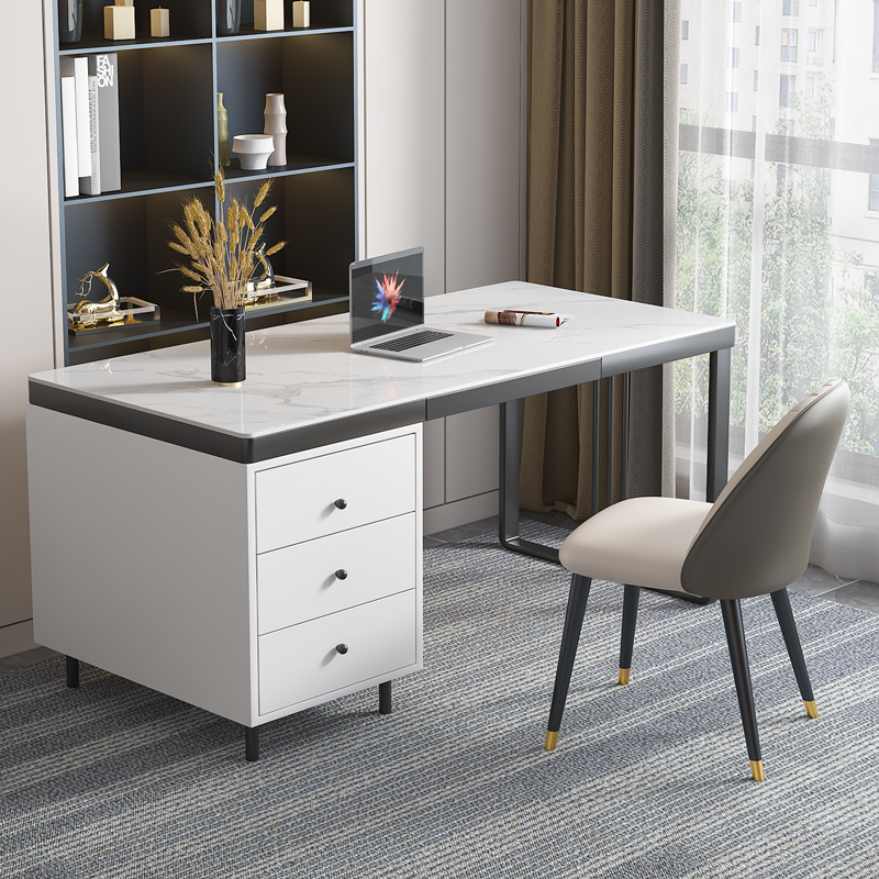 北欧岩板书桌电脑桌加厚轻奢简约现代书房学生写字桌老板办公桌子