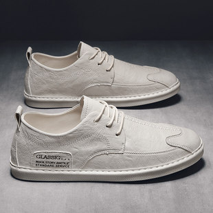 豆豆鞋男2026新款春季男鞋懒人一脚蹬男士乐福鞋真皮软底休闲皮鞋