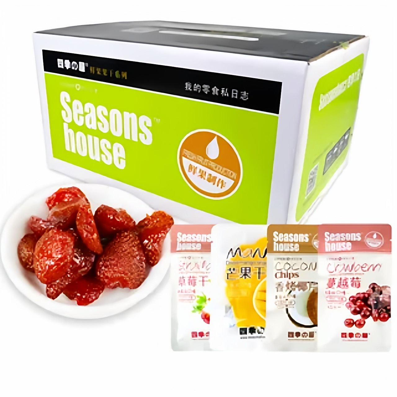 四季屋香烤椰片蔓越莓干草莓干果脯小包装 散装称重 整箱5斤