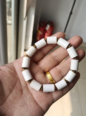 一物一拍精品老型桶珠老料白料镶蚀玛瑙天珠剁珠手串手链坤圣珠宝