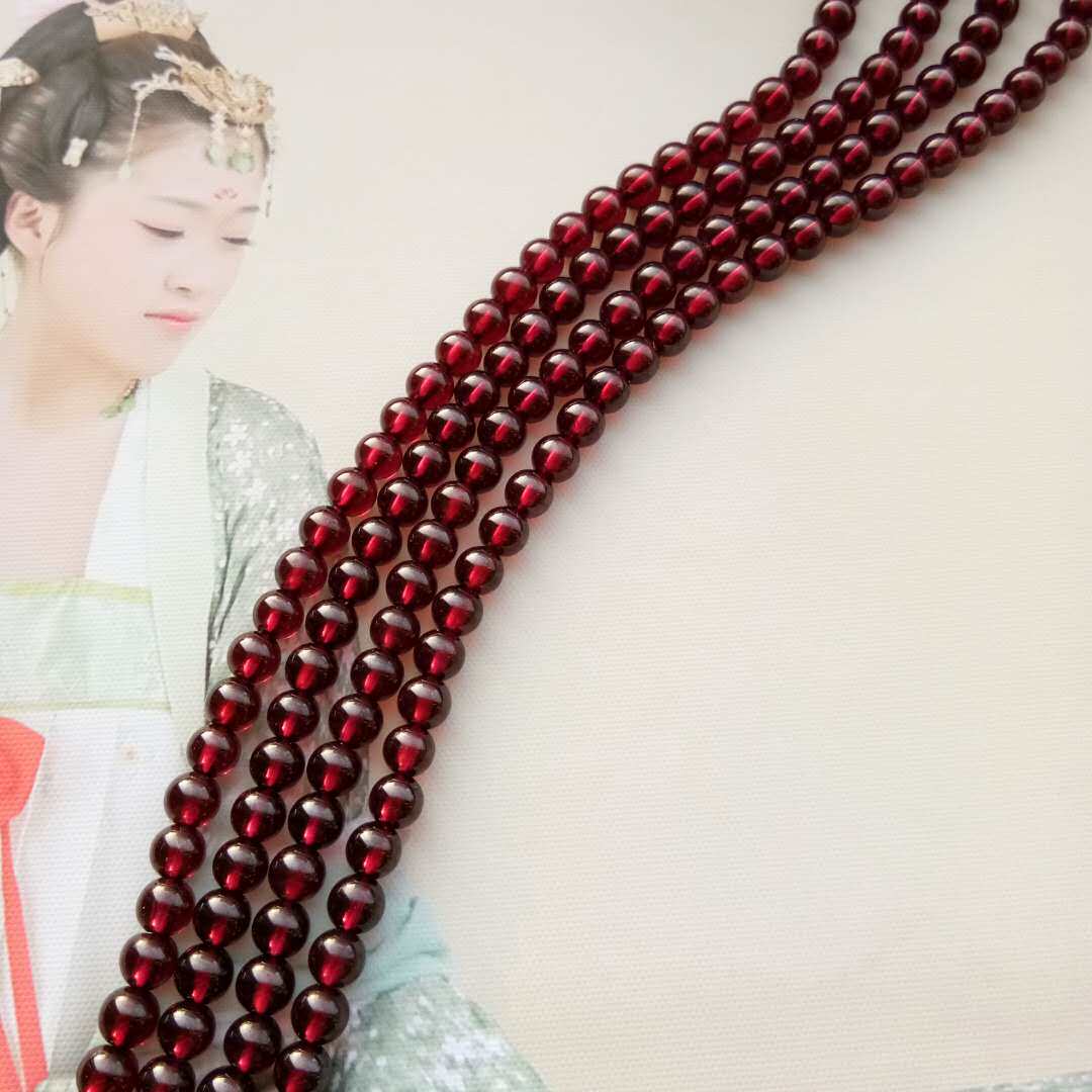 收藏特级6A天然酒红石榴石5mm半成品手链手串散珠女人石坤圣珠宝