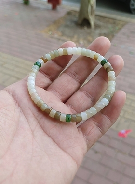 天然新疆和田玉多宝直切手串极限弧直切单圈玉石链且末料糖果色