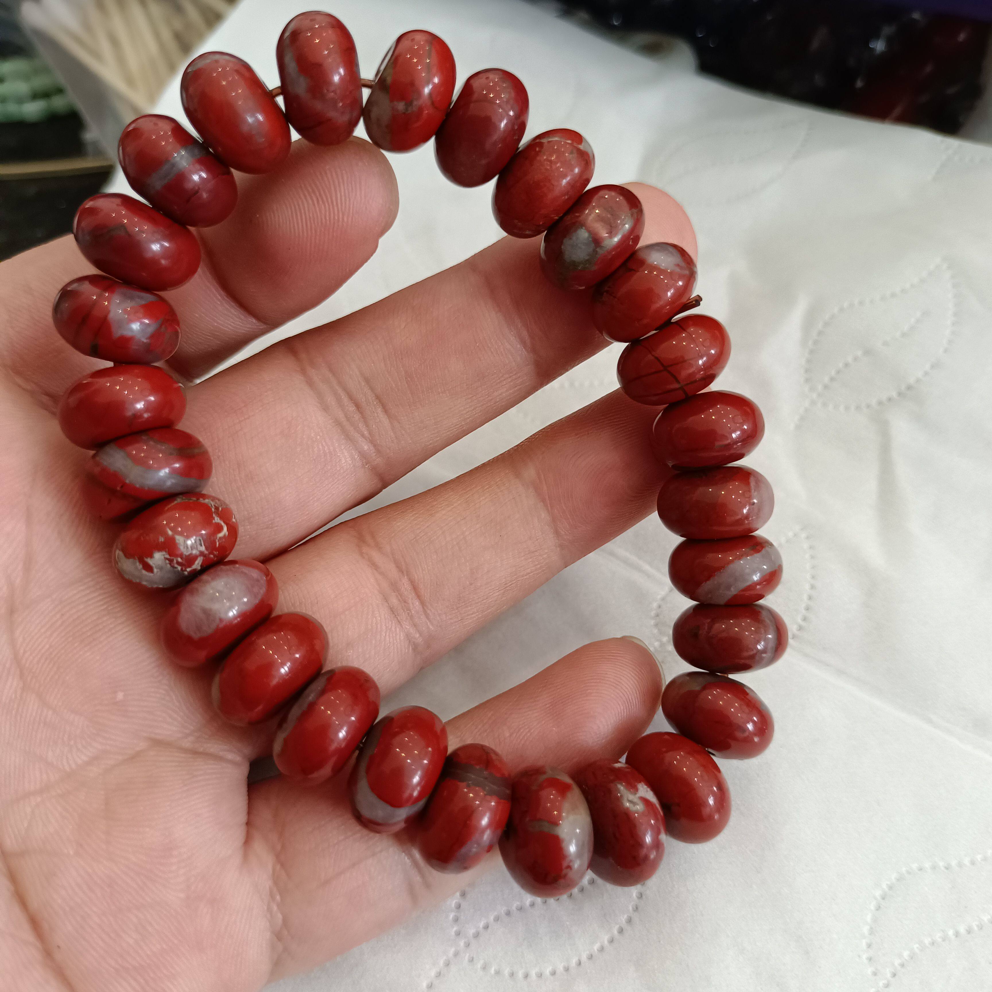 天然鸡血石高瓷红缟玛瑙南红算盘珠手串文玩收藏精品百搭时尚手串