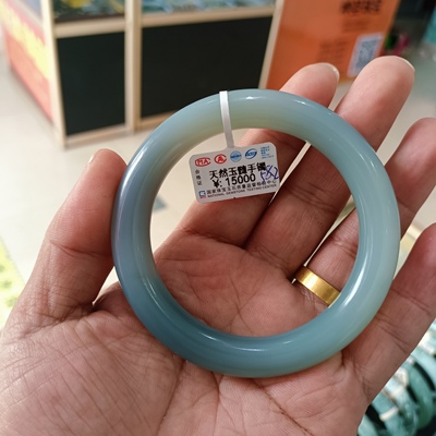 一物一拍天然绿玉髓圆条手镯58.2圈口玉镯子坤圣珠宝玉文化产业园