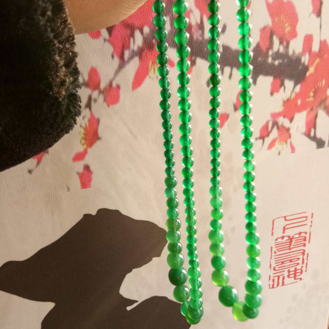 正品天然a级绿玛瑙项链女玉髓项链和田玉石玉塔裢 毛衣链挂链