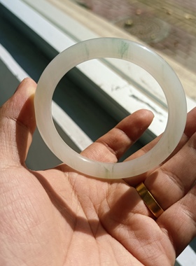 阳光实拍一物一拍手镯58-60圈口青海昆仑山白玉青海圆条坤圣珠宝