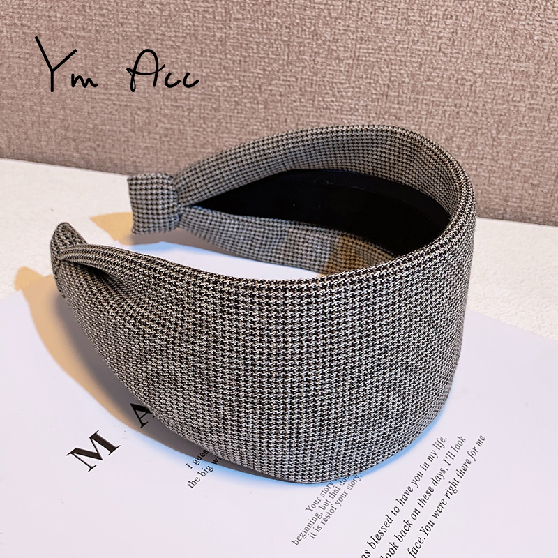 复古千鸟格布艺发窟宽边脸型厚薄