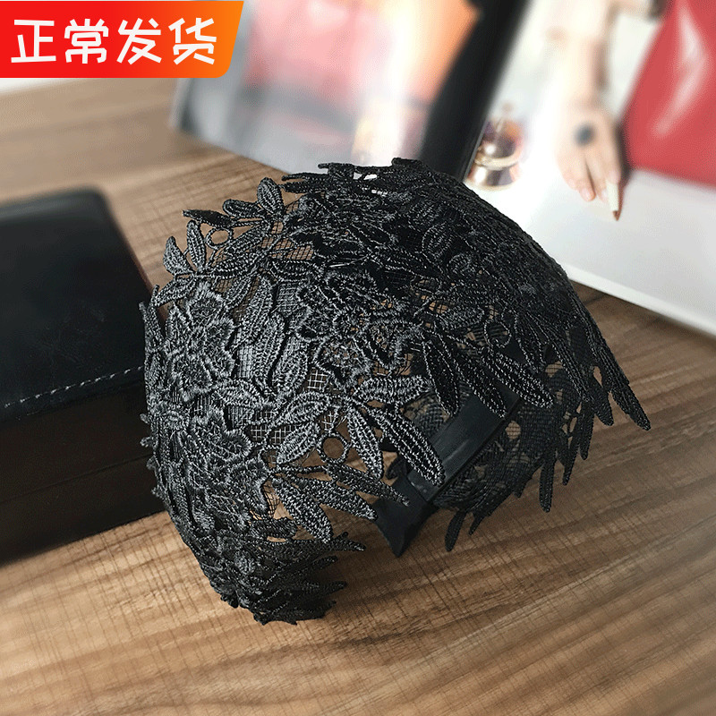 ym韩饰黑色超宽镂空蕾丝发箍简约时尚宽边头箍韩版发饰发卡头饰品