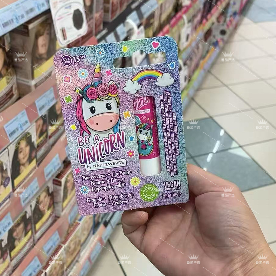 意大利 NATURA VERDE 儿童滋养润唇膏5ml独角兽史迪奇蜘蛛侠图案
