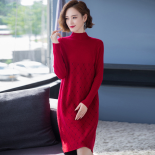 秋冬针织打底衫 宽松大码 半高领女套头毛衣羊毛衫 2024中长款