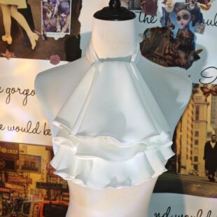 白色御剑怜侍c服多层荷叶大号重工口水巾胸巾舞台演出西装衬衫cos