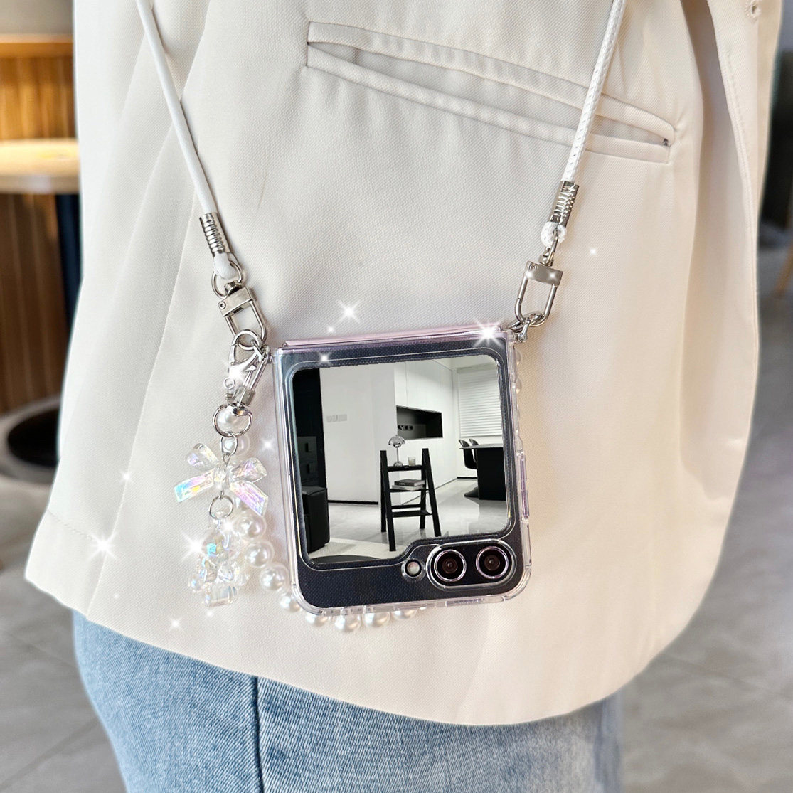 适用三星zflip6/7手机壳折叠屏硅胶斜挎zflip5代新款小折叠超薄透明网红壳w24flip带挂绳fe壳子