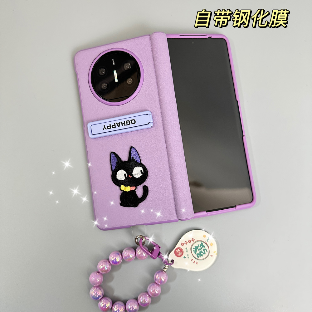 华为matex5紫色小猫带支架手机壳