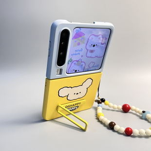 新款适用于华为PuraX手机壳带支架手提保护壳卡通可爱小米mixflip2典藏版阔折叠保护套pocket2小折叠外壳s