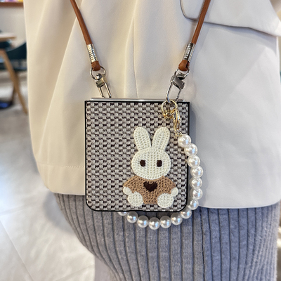 斜挎oppofindn3flip针织兔手机壳