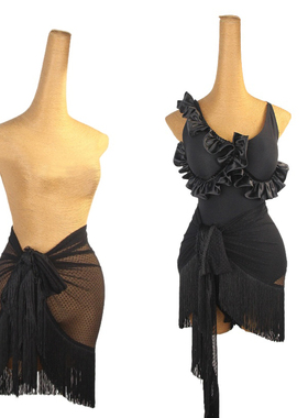 ZS狂想曲 拉丁舞流苏短臀巾女百搭腰带练功服练习舞蹈半身裙 L580