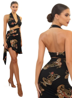 ZS简约扭结 拉丁舞挂脖练功服国标舞跳舞服成人女上衣带胸垫 Y399