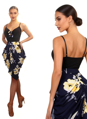 ZS生如夏花 拉丁舞裙成人女跳舞裙舞蹈前后开叉侧镂空练习裙 L507