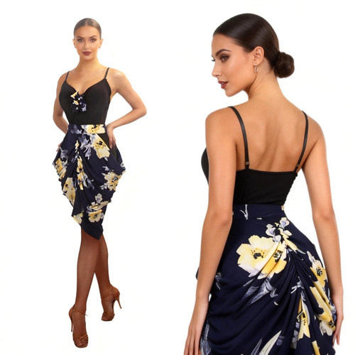 ZS生如夏花 拉丁舞裙成人女跳舞裙舞蹈前后开叉侧镂空练习裙 L507