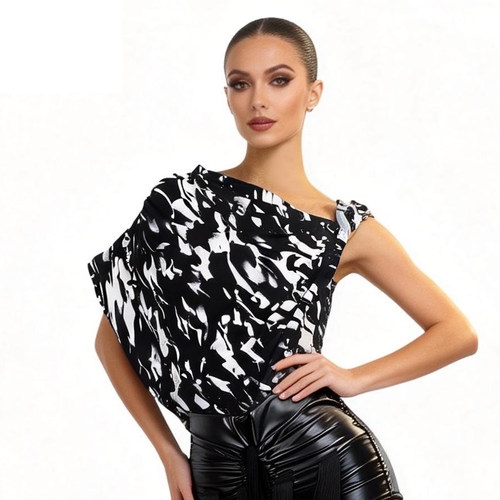 ZS简约斜拉褶 视觉显瘦 拉丁舞长款上衣舞蹈女国标舞连衣裙 L606