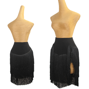 ZS高叉闪亮玻璃流苏 L571 拉丁舞裙女跳舞半身裙舞蹈表演练功服