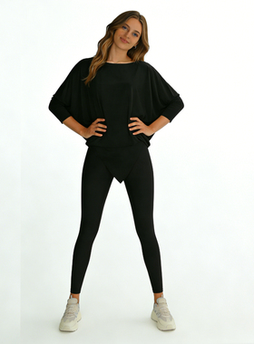 ZS拉丁舞练功国标舞蹈服 成人女连衣裙宽松显瘦长款长袖上衣 L617