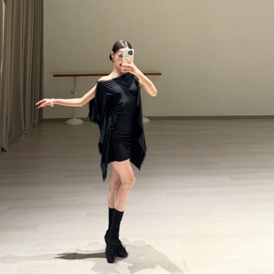 ZS暗香影】拉丁舞连衣裙女舞蹈服高级蕾丝国标舞教师练功服 L577