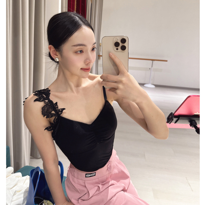 拉丁舞衣高品质蕾丝花，舒适胸垫