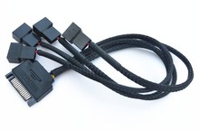 电源SATA转4个小4Pin 3Pin风扇 SATA接口供电转接风扇4pin转接线