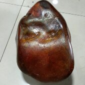 34斤新疆和田籽料原石红皮红沁籽玉大块摆件青白玉红玉籽料