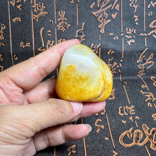 45g新疆和田籽料原石 天然洒金皮黄皮小吊坠挂件无修真皮原石