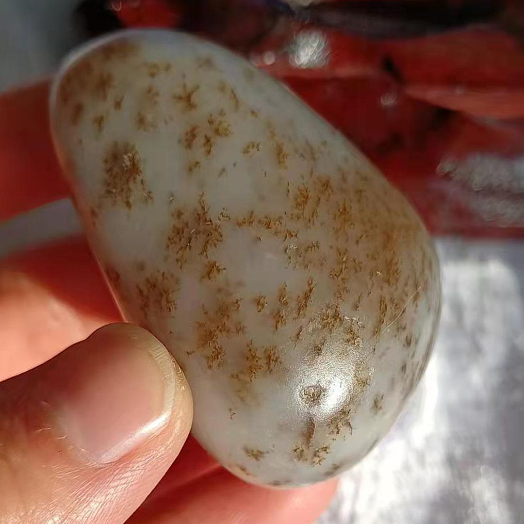 78克和田且末料糖白玉料 野牛沟 水草沁 芝麻玉 玉质油润饱满