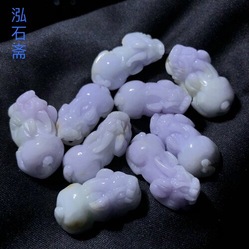 1A401 缅甸料天然A货翡翠貔貅吊坠紫翡春彩前后孔手牌26/13mm
