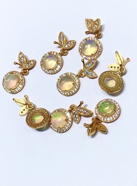 O109 源头珠宝 天然欧泊吊坠s925银火彩好 约6mm 情侣首饰吊坠