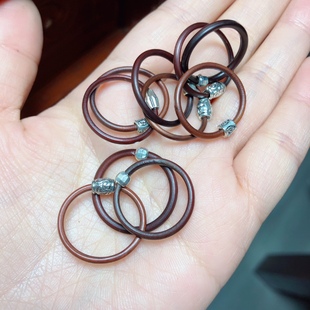 R849 鸡血藤戒指手镯单身情侣对戒古风素尾戒手饰小指本命年手工