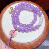 G155 天然紫水晶手机挂薰衣草紫水晶原创山鬼花钱6 7mm简约便携